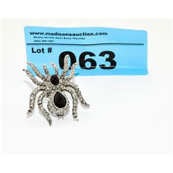 Hand Set Crystal Spider Ring