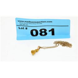 Solid gold nugget pendant  with 10k gold necklace