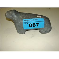 Inuit soapstone carving - seal, signed by artist