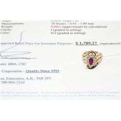 10k gold 0.60carat burmese ruby and diamond ring