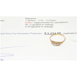 10k gold 0.36carat 7 stone marquis diamond dinner