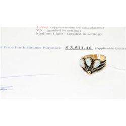 14k gold 1.26carat hand crafted custom made opal