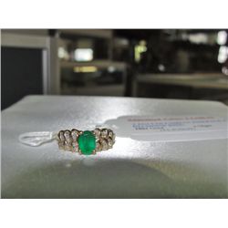 10k gold 1.23carat columbian emerald and diamond