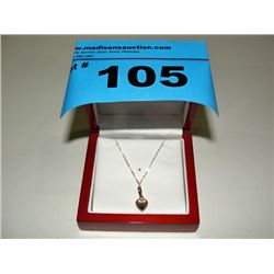 14k gold link chain necklace with heart pendant