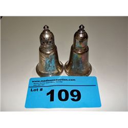 Pair of sterling silver salt and pepper shakers