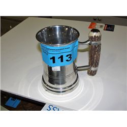 Stamped sheffield glass tankard with antler handle
