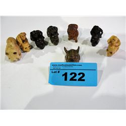 Group of 9 miniature oriental carvings
