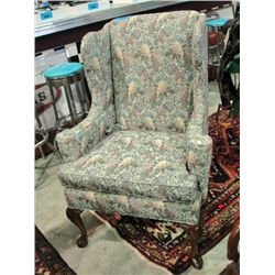 Chintz pattern wing back chair