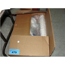 Box of new soda fountain diner cups and lids