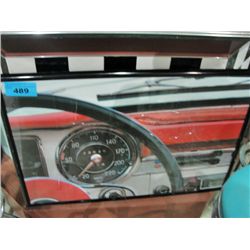 Framed classic car dashboard print