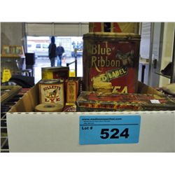 Box of assorted collectors tins and boxes