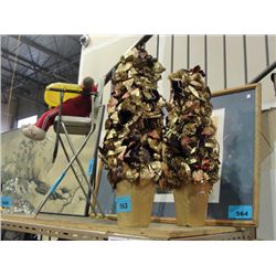 Pair of decorative floral shrubs