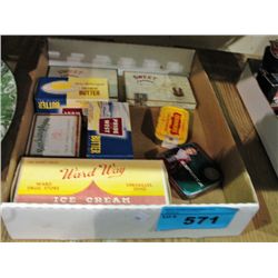Box of assorted collectors tins and boxes