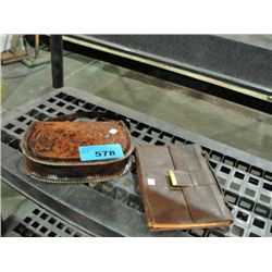 Leather tooled purse and leather attache case