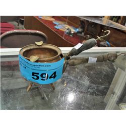 2 small handled copper bowls