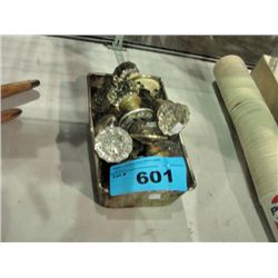 Box filled with vintage door knobs