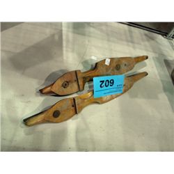Pair of vintage wooden ice skates
