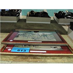 2 framed foxed and hounds hunting prints
