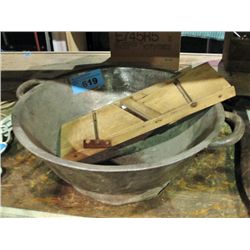 Early 1900s bread dough mixing bowl and a cabbage