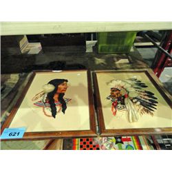 2 framed native motiff stitchings