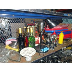 Shelf lot of assorted diner accessories