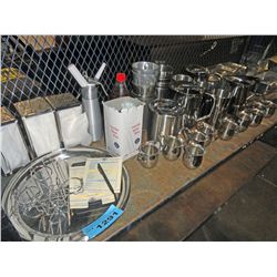 Shelf lot of assorted restuarant accessories;
