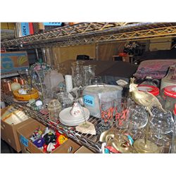 Shelf lot of misc glassware collectables and d