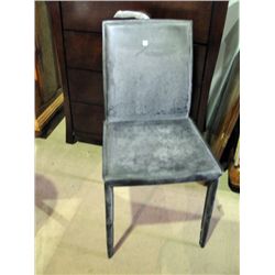 Black leather dining room side chair