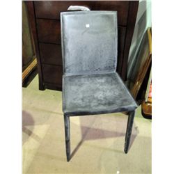 Black leather dining room side chair