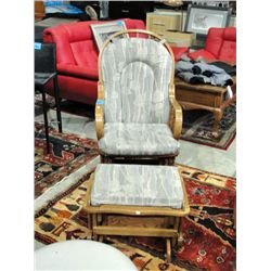 Oak framed glider rocker with matching footstool