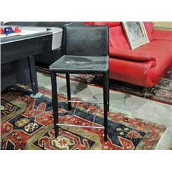 Black leather bar stool