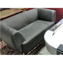 Contemporary black leather loveseat