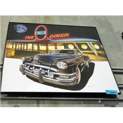 Framed circle diner classic automobile print