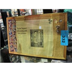 NHL pin set and newspaper clipping