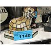 Image 1 : Leaded stained glass kitty cat table lamp
