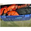 Image 1 : One blue rubbermaid container filled with assorted