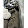 Image 1 : Brown leather and courderoy reclining 2pc sofa
