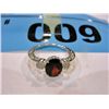 Image 1 : Red Garnet  Gemstone Ring with 14 diamonds