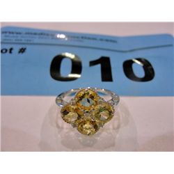 Citrine Gemstone Ring with 5 Diamonds