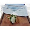 Image 1 : 14k gold 2.82carat custom made opal and emerald