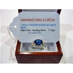 12k gold and sterling 3.52carat custom made quartz