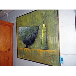 Framed original oil on canvas abstract painting