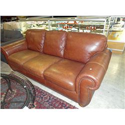 Brown leather sofa