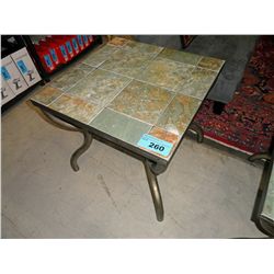Metal and slate patio side table