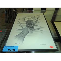 Framed native print signed by artist eagle child