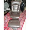 Image 1 : Brown leather recliner with matching footstool