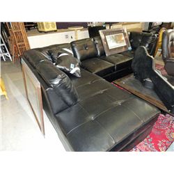 2pc black leather contemporary sectional sofa