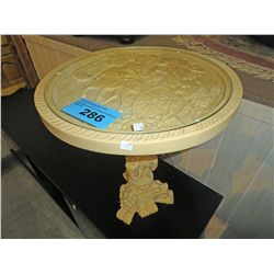 Oriental faux bone glass top decorative table