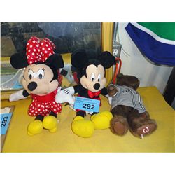 2 disney mickey and minnie mouse stuffed dolls