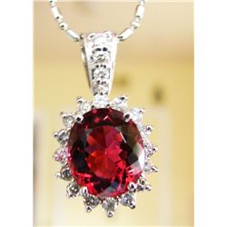 Rubellite Diamond Pendant: 4.87Ct 14K W/g
